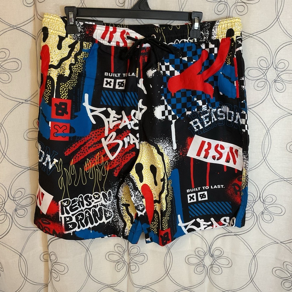 Men's Reason Brand Graphic Swim Shorts Size‎ Medium